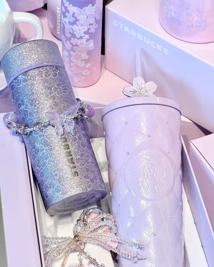 暮櫻紫蝶限定｜菱格雙蓋不鏽鋼保溫杯